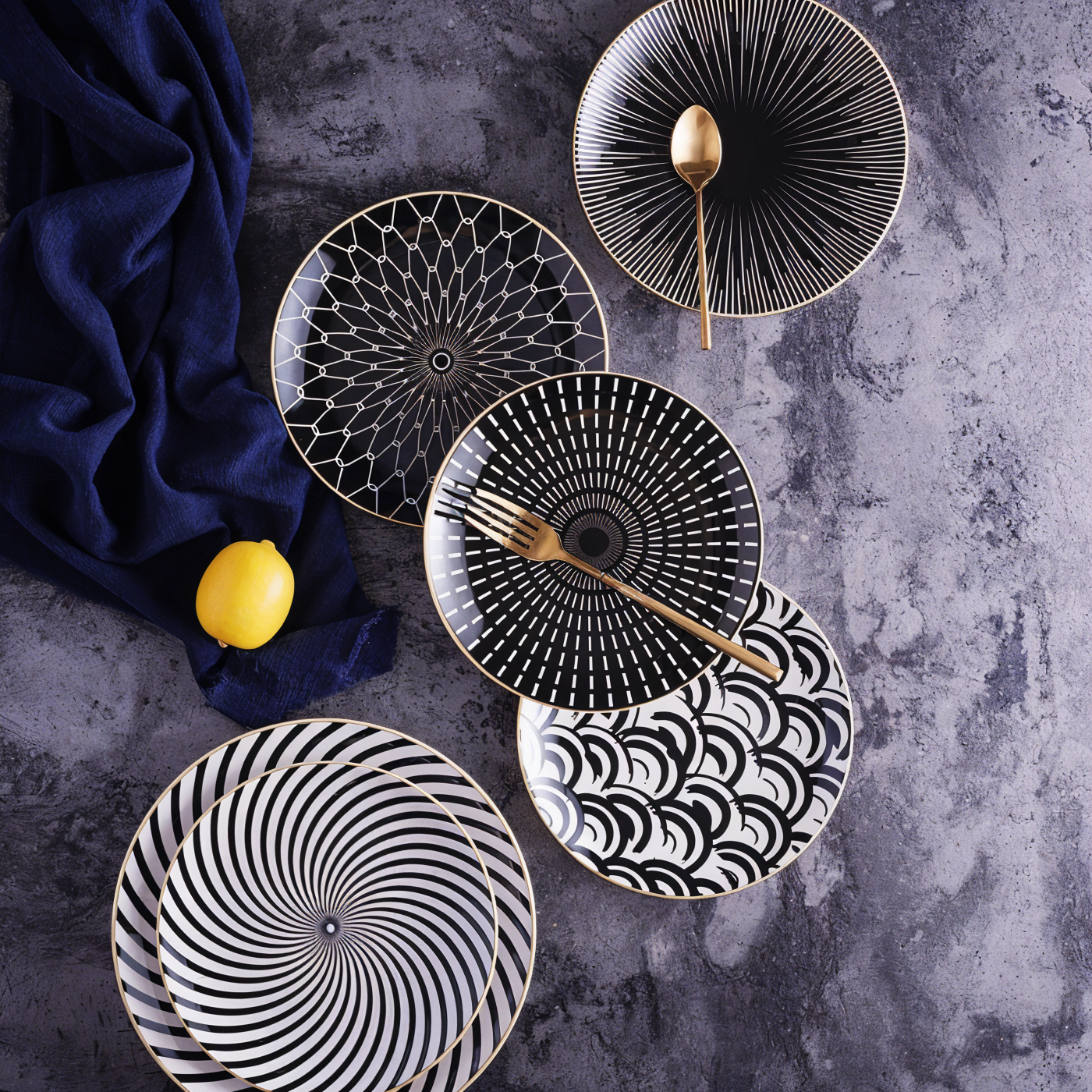 Collection GeoChic - Assiettes à motifs géométriques - Vaisselle en porcelaine