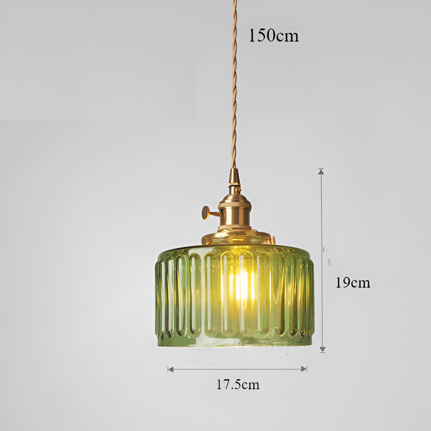ÉmeraudeLustre – Suspension rétro en vert profond & verre sculpté