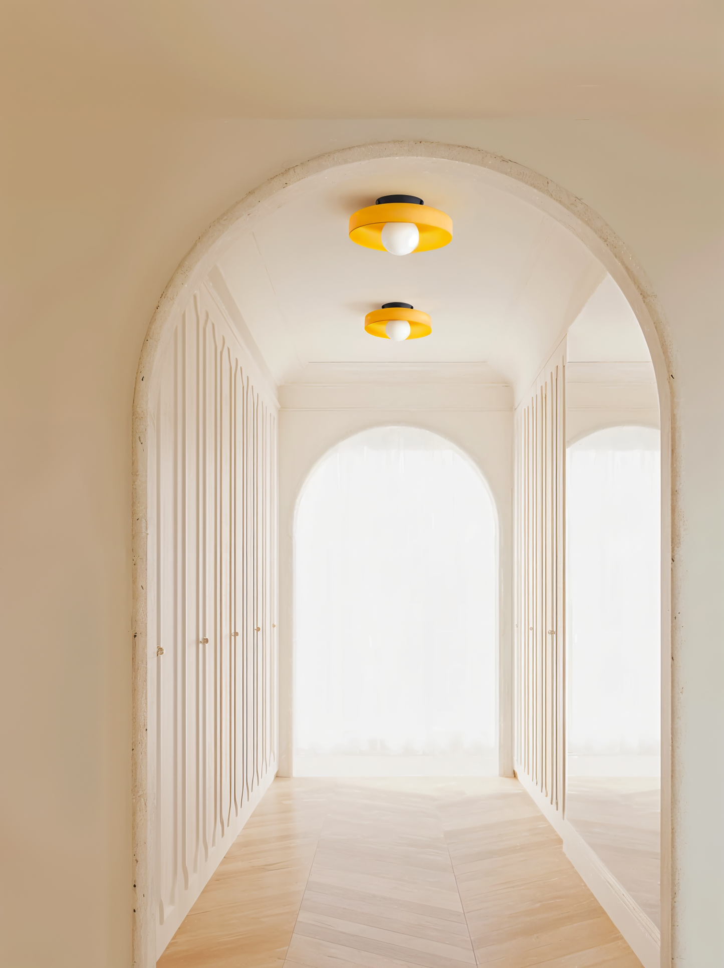 OrangeBeam - Plafonnier nordique en verre - Montage semi-encastré