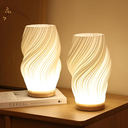 DreamWave - Lampe moderne crème à vagues 3D avec base en métal élégante