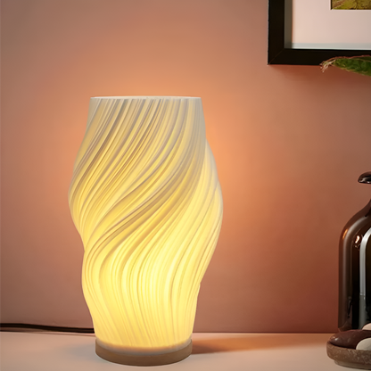 DreamWave - Lampe moderne crème à vagues 3D avec base en métal élégante