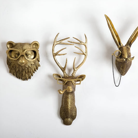 Tête D'Animal Décorative En Finition Bronze Antique