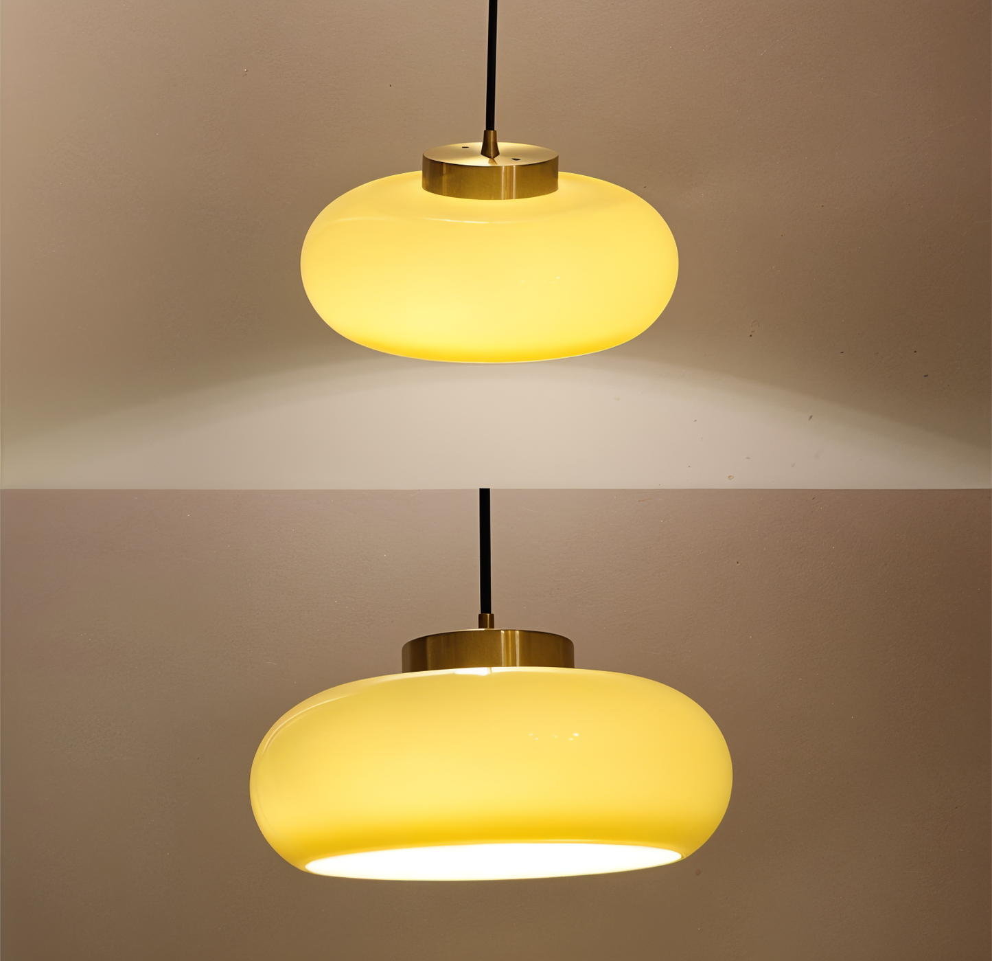 Plafonnier vintage jaune classique - Montage semi-encastré rétro