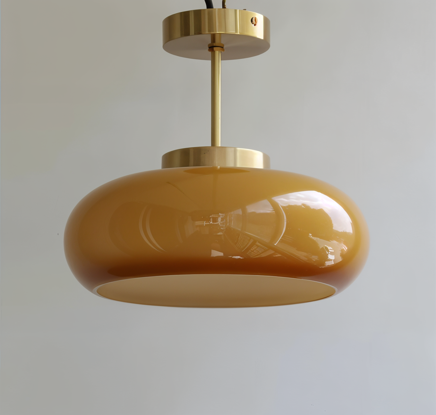 Plafonnier vintage jaune classique - Montage semi-encastré rétro