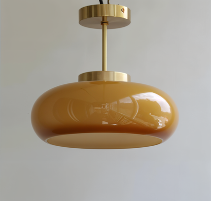 Plafonnier vintage jaune classique - Montage semi-encastré rétro