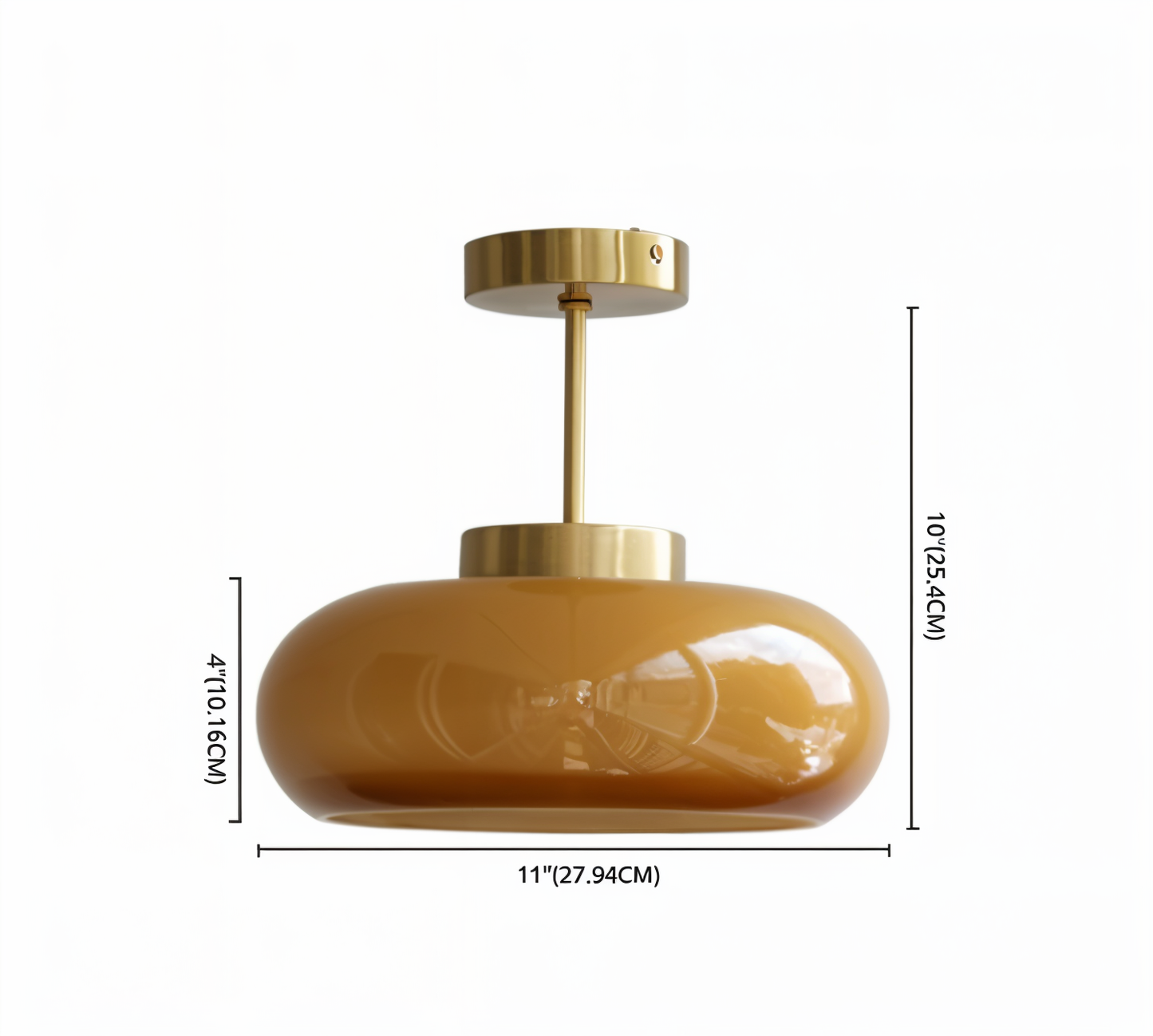 Plafonnier vintage jaune classique - Montage semi-encastré rétro