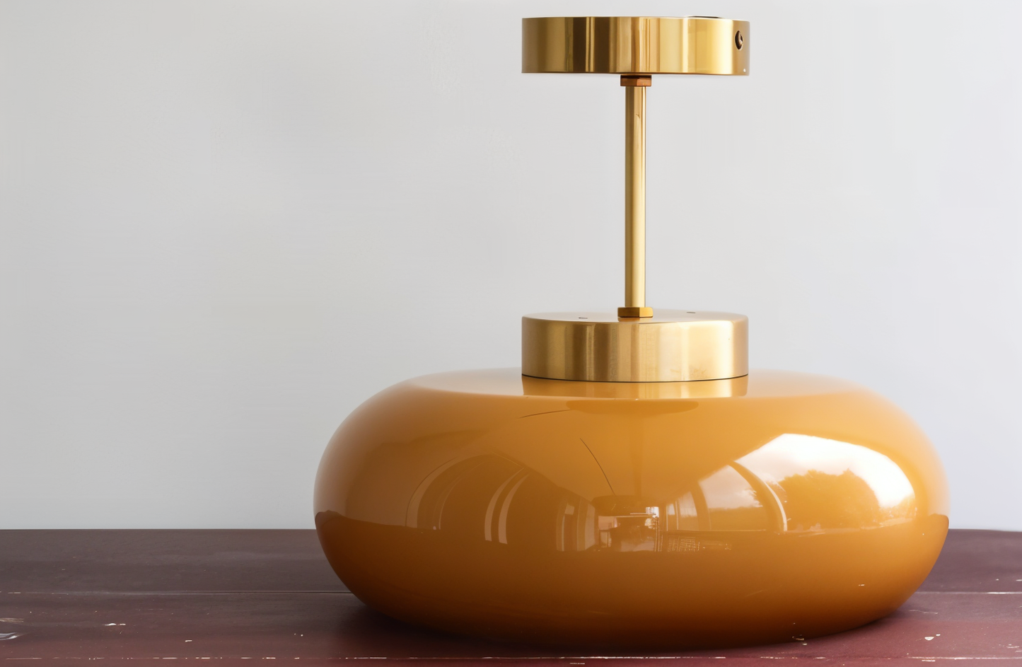 Plafonnier vintage jaune classique - Montage semi-encastré rétro