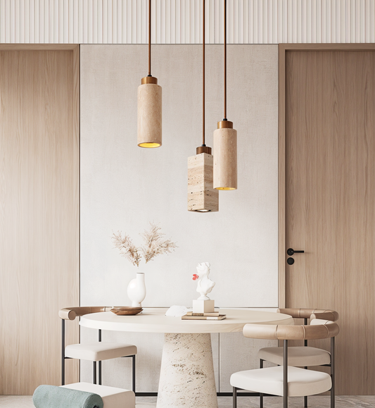 MarbreRayon – Plafonnier cylindrique en marbre élégant