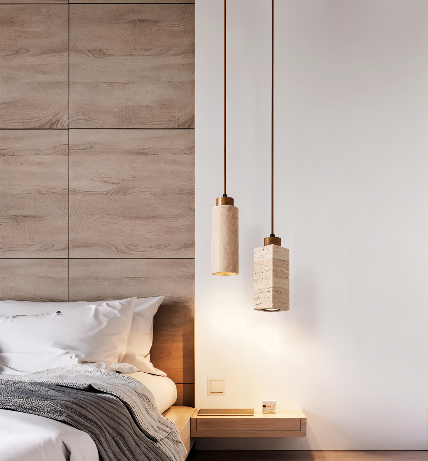 MarbreRayon – Plafonnier cylindrique en marbre élégant