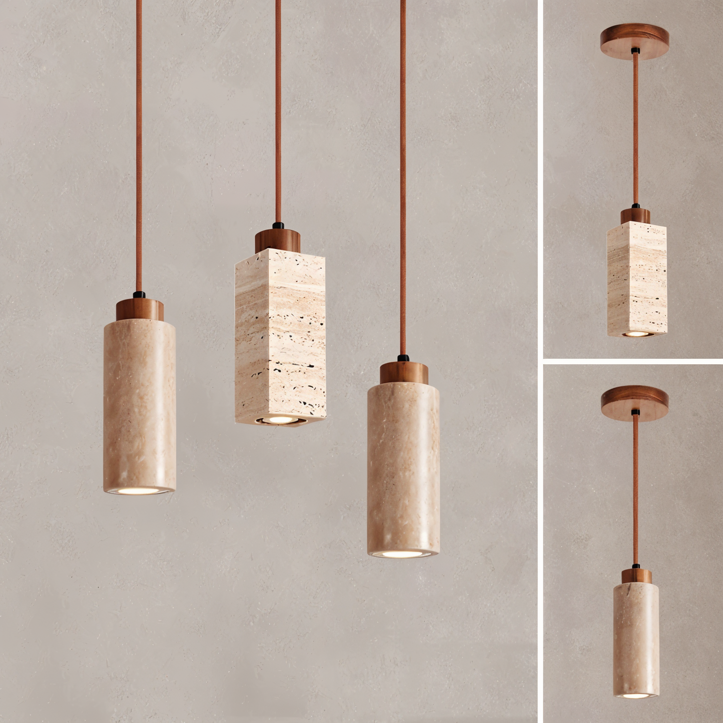 MarbreRayon – Plafonnier cylindrique en marbre élégant