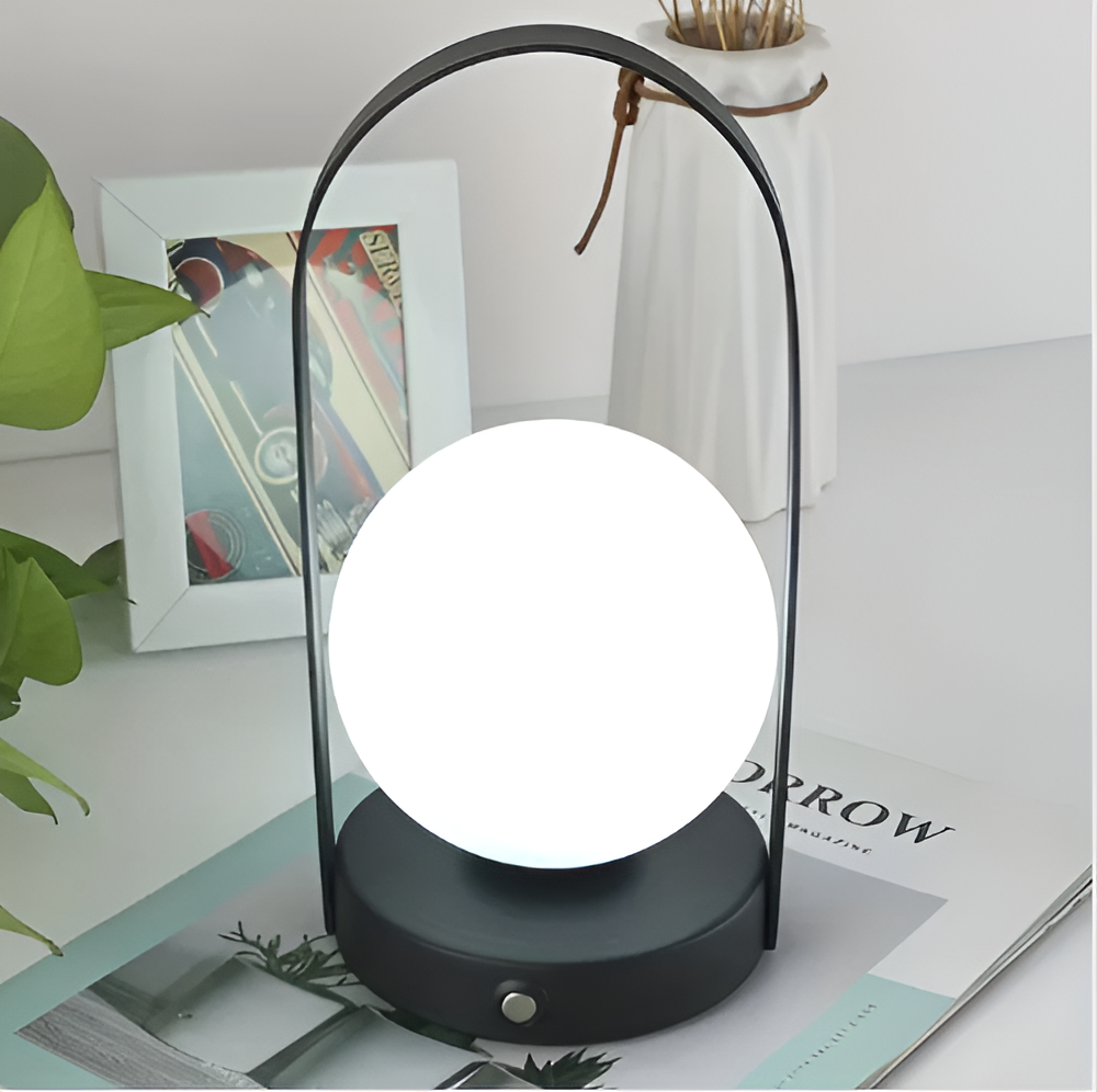 OrbitaLED - Lampe de table sans fil en forme d’orbe - Rechargeable et inoxydable