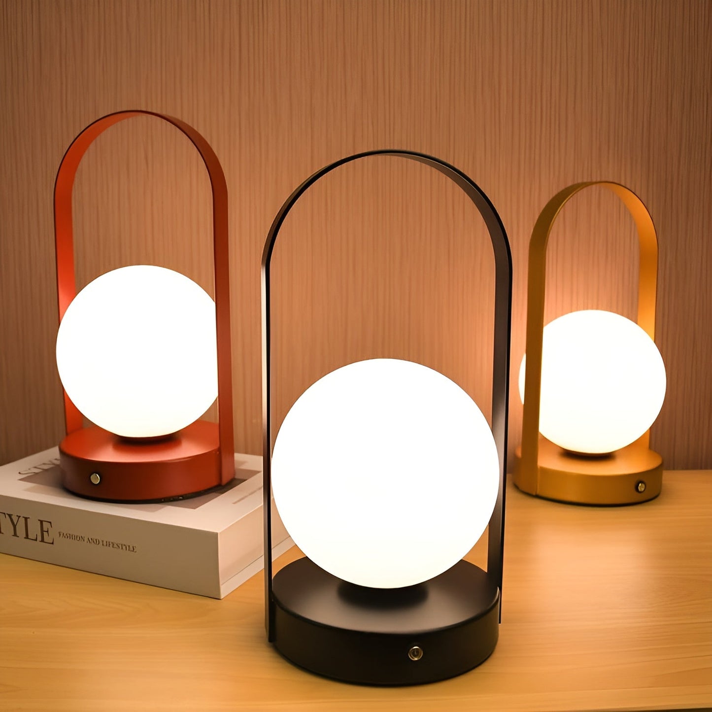 OrbitaLED - Lampe de table sans fil en forme d’orbe - Rechargeable et inoxydable