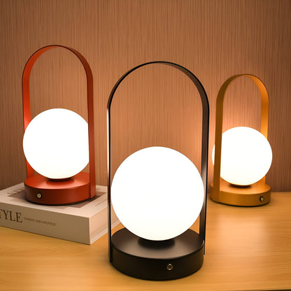 OrbitaLED - Lampe de table sans fil en forme d’orbe - Rechargeable et inoxydable