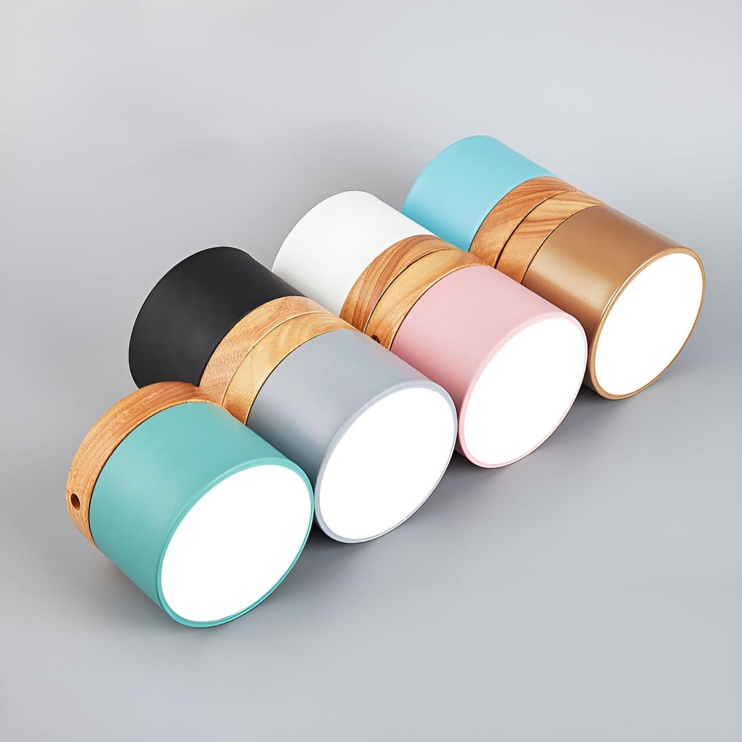 Lueur Sucree – Lampe pastel avec finition bois