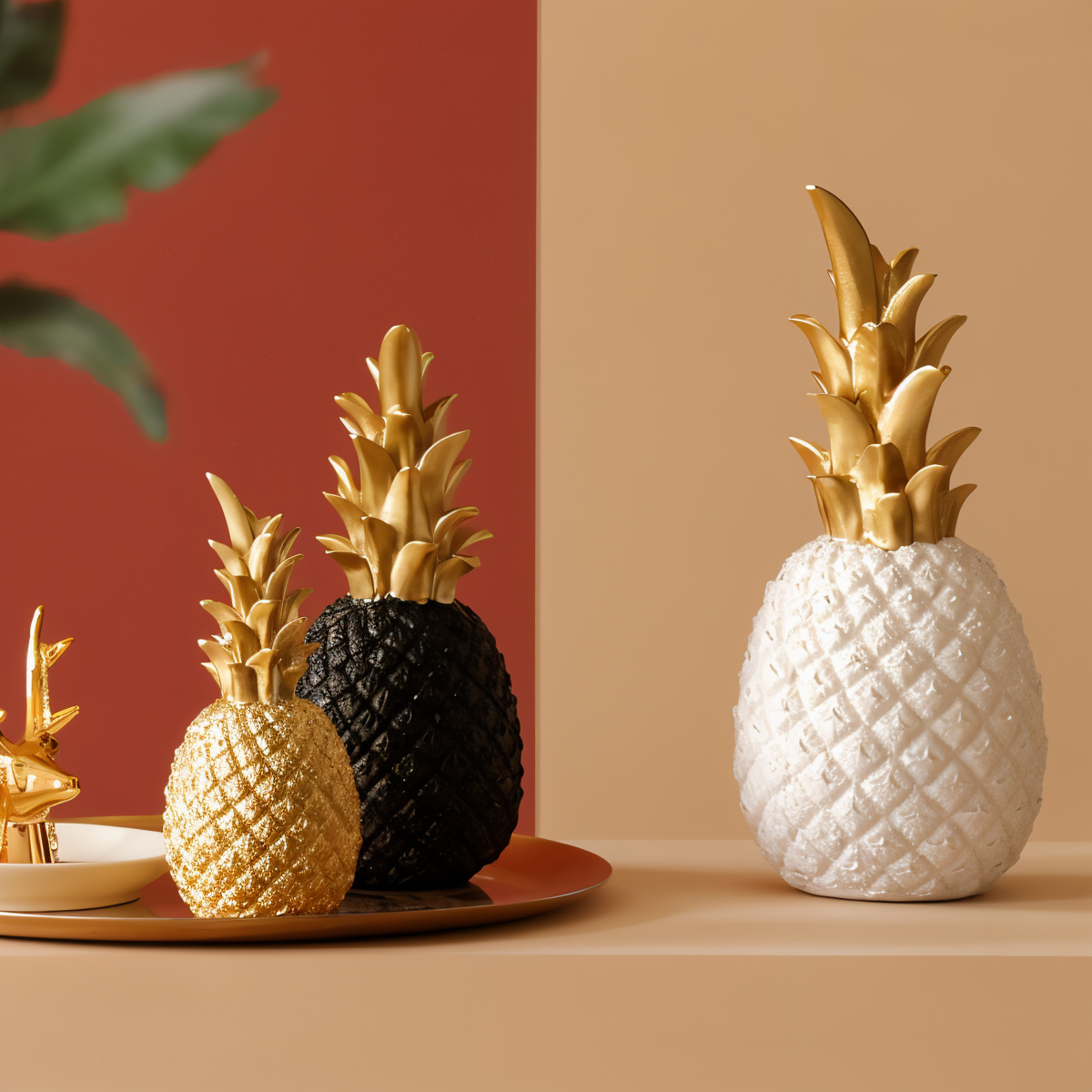 Phineas – Décoration ananas stylisée en résine pour accents d'été