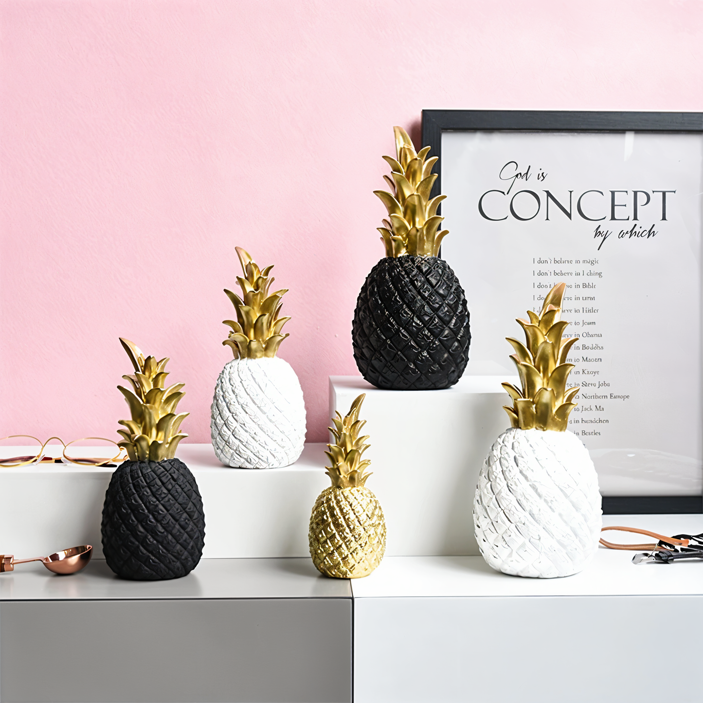 Phineas – Décoration ananas stylisée en résine pour accents d'été