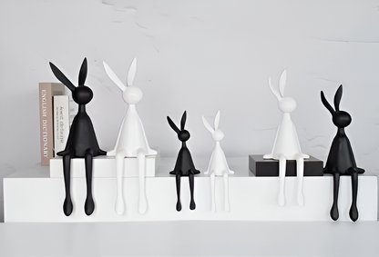 ResinLux Lapin de Pâques - Décoration moderne en résine noir/blanc/bleu