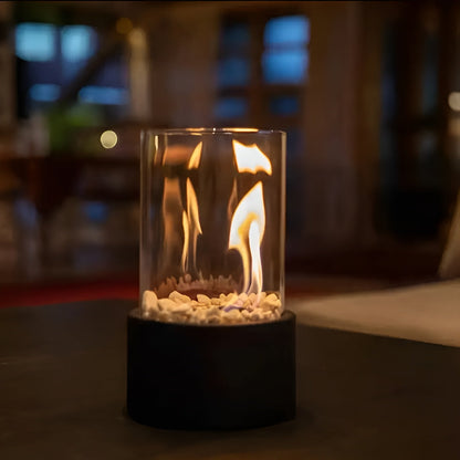 Lumo – Lampe de table ronde en verre et acier inoxydable