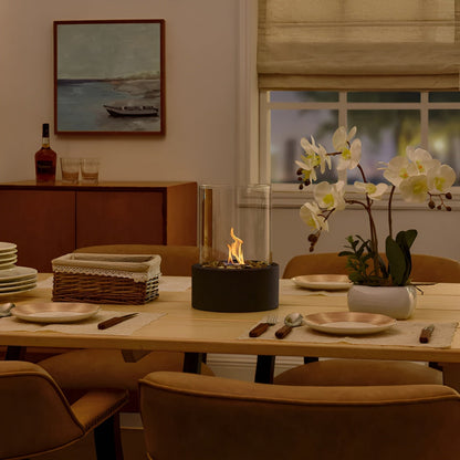 Lumo – Lampe de table ronde en verre et acier inoxydable