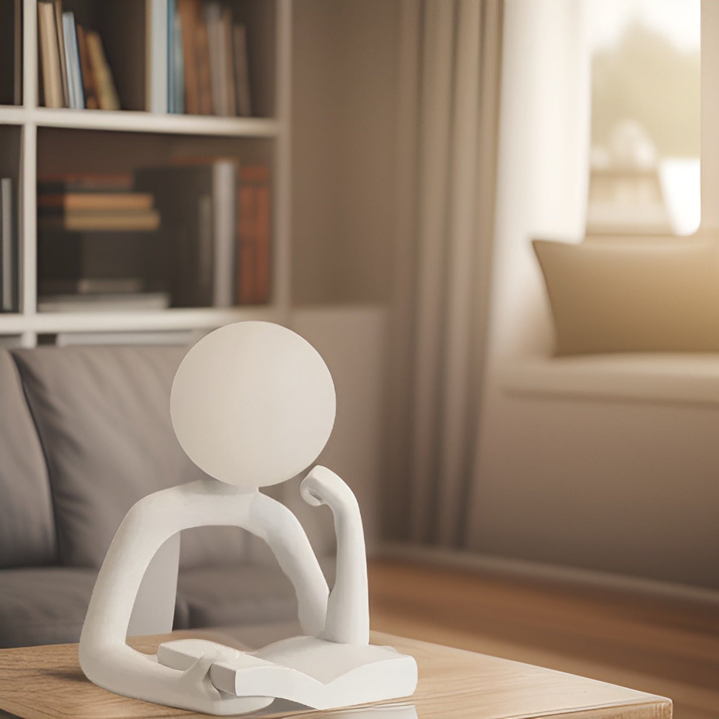 Thinker Moon - Veilleuse sculpture esthétique de réflexion avec lune