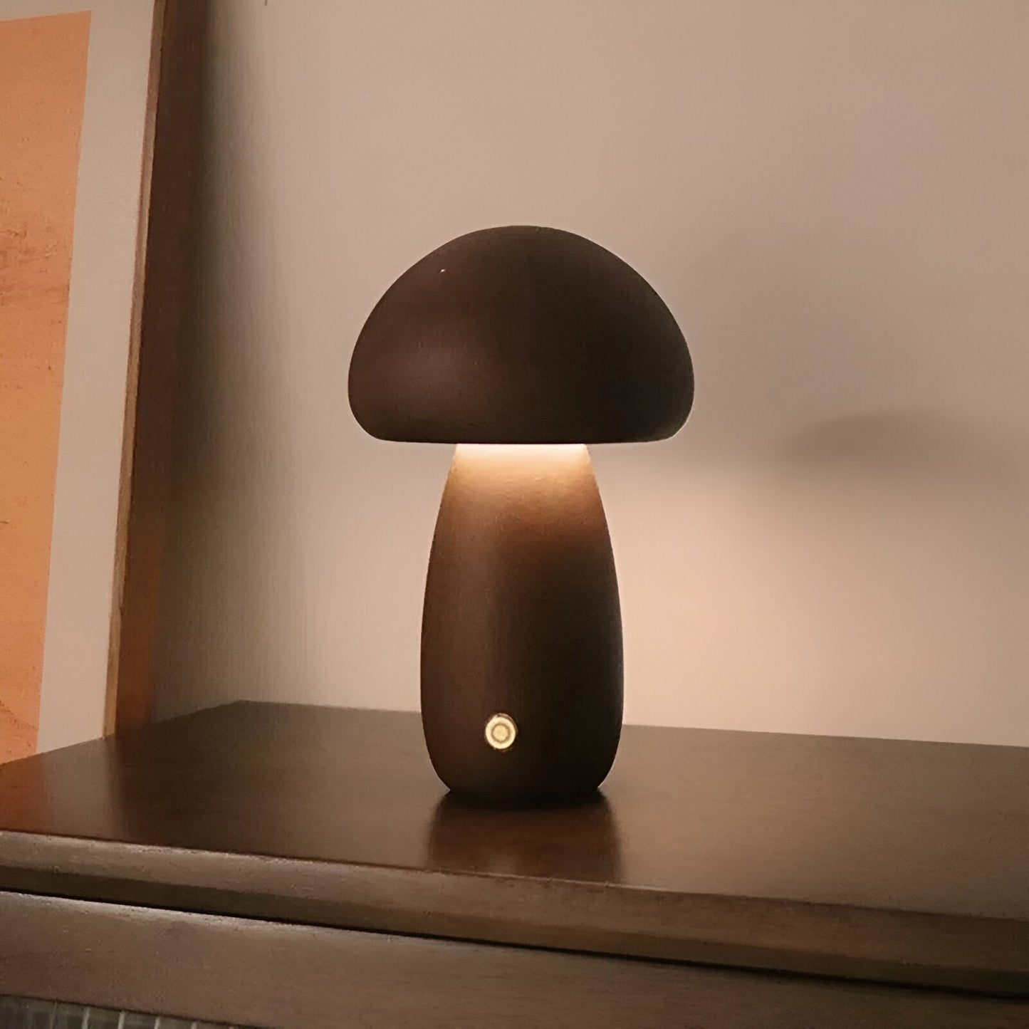 Lampe Tactile En Bois En Forme De Champignon