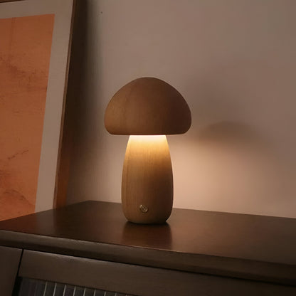 Lampe Tactile En Bois En Forme De Champignon