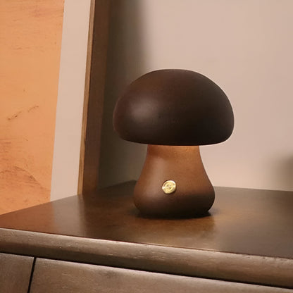 Lampe Tactile En Bois En Forme De Champignon