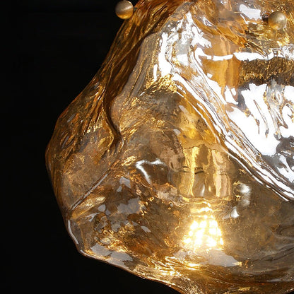 Aria – Lampe pendante en verre de glace et laiton