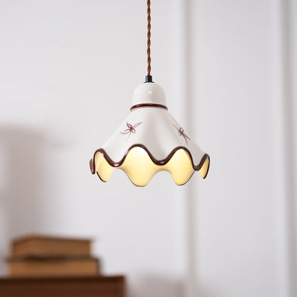 Marit – Pendelleuchte avec ombrelle en céramique