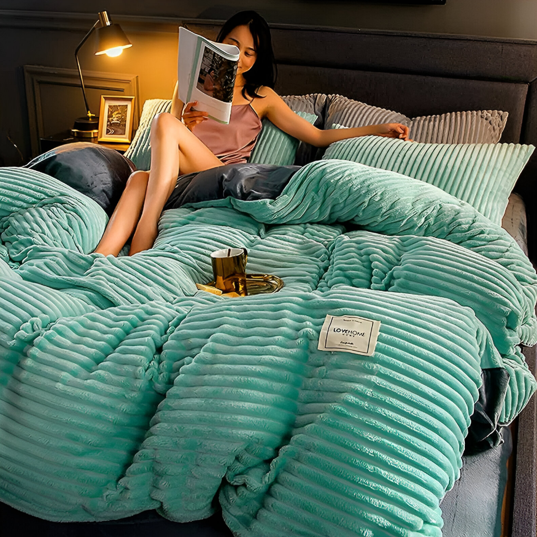 Blonney – Douce parure de lit en flanelle pour nuits chaudes