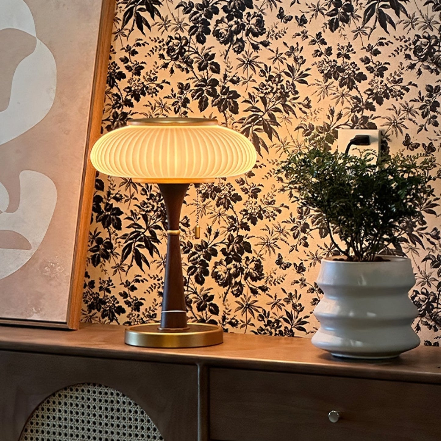 Noelia – Lampe de table rétro en bois massif