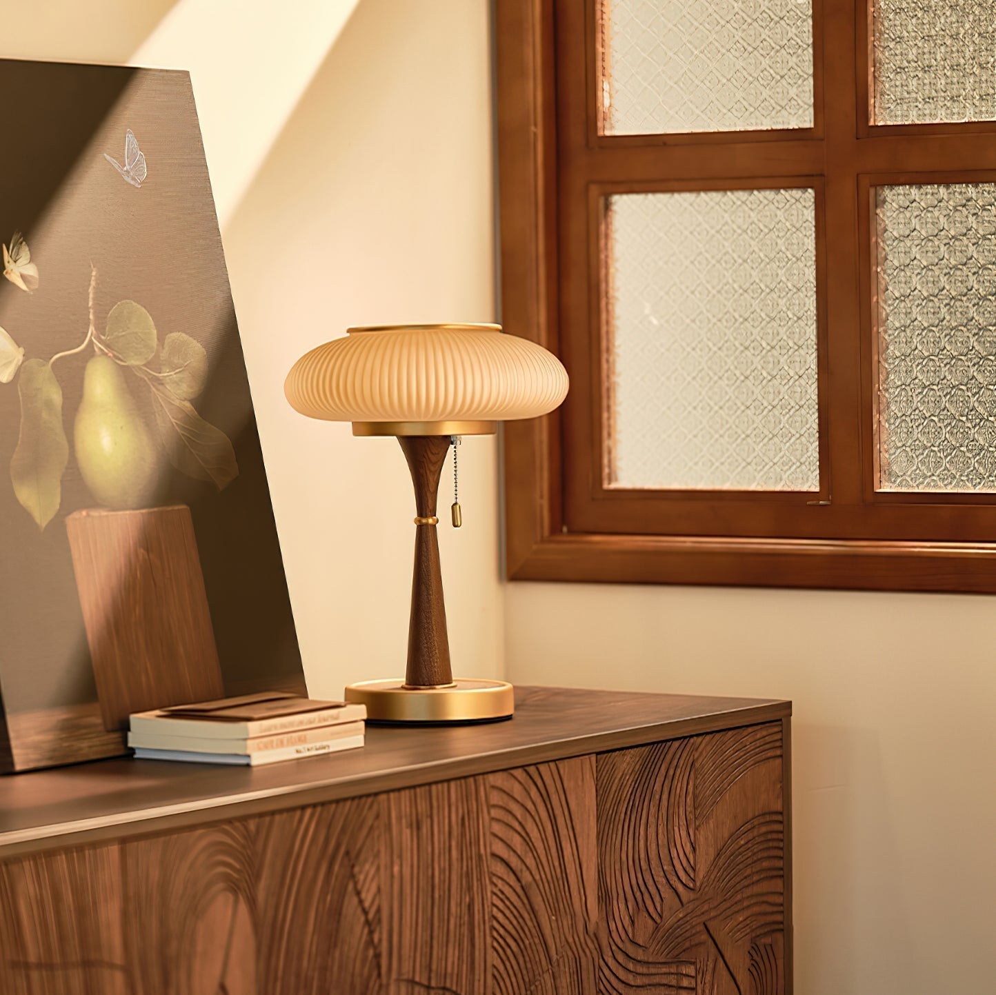 Noelia – Lampe de table rétro en bois massif