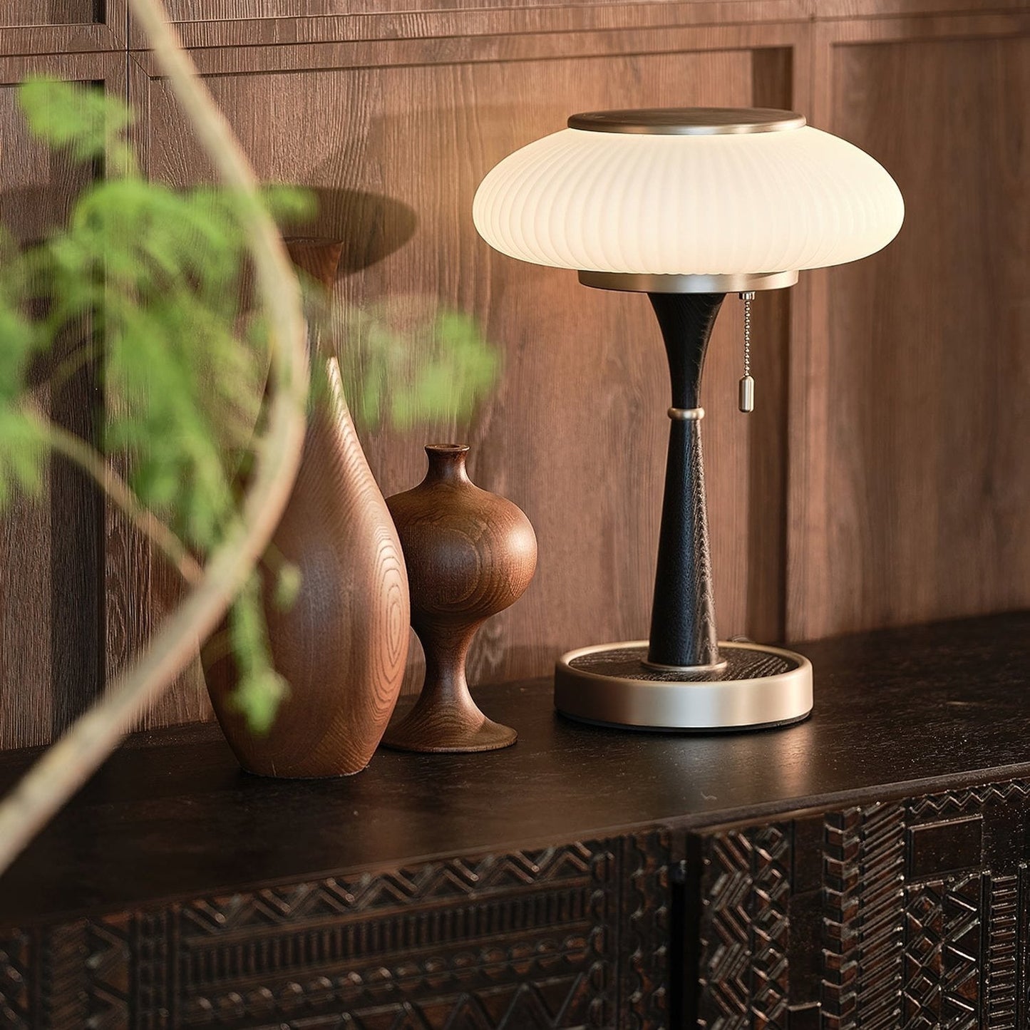 Noelia – Lampe de table rétro en bois massif