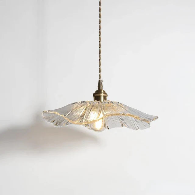 Lustre Florale en Verre Artificiel et Laiton