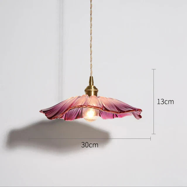 Lustre Florale en Verre Artificiel et Laiton