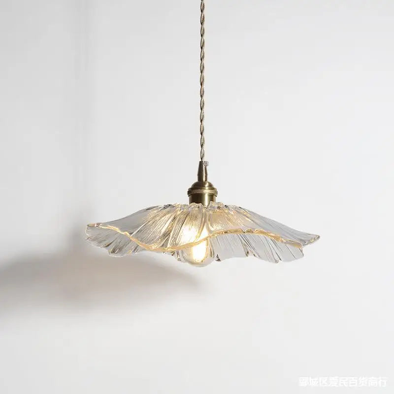 Lustre Florale en Verre Artificiel et Laiton