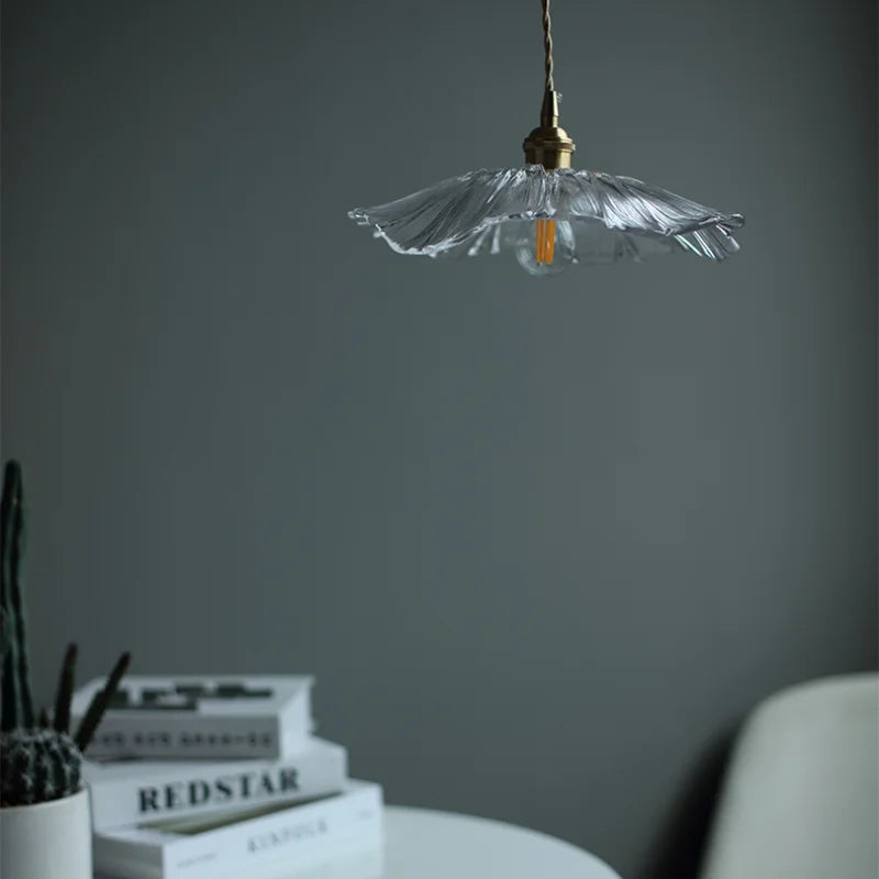Lustre Florale en Verre Artificiel et Laiton