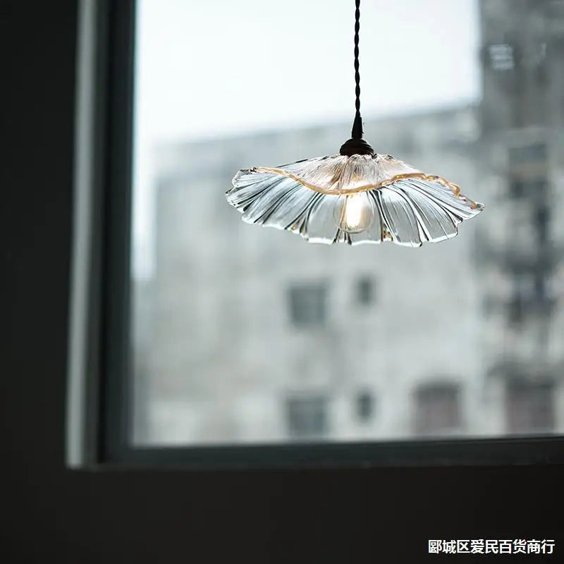 Lustre Florale en Verre Artificiel et Laiton