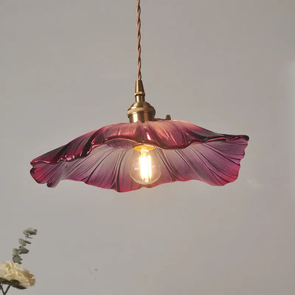 Lustre Florale en Verre Artificiel et Laiton