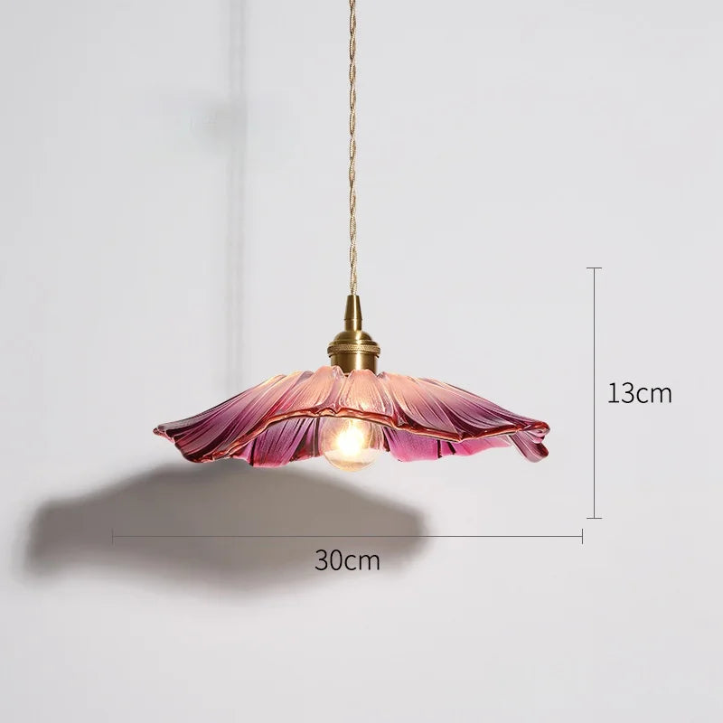 Lustre Florale en Verre Artificiel et Laiton