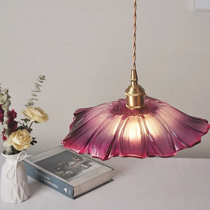 Lustre Florale en Verre Artificiel et Laiton