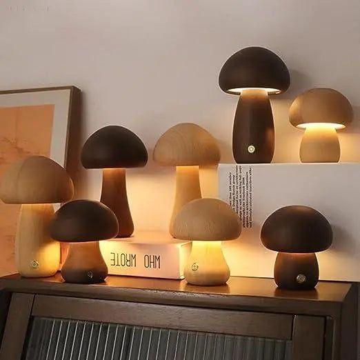 Lampe champignon fantaisiste en bois
