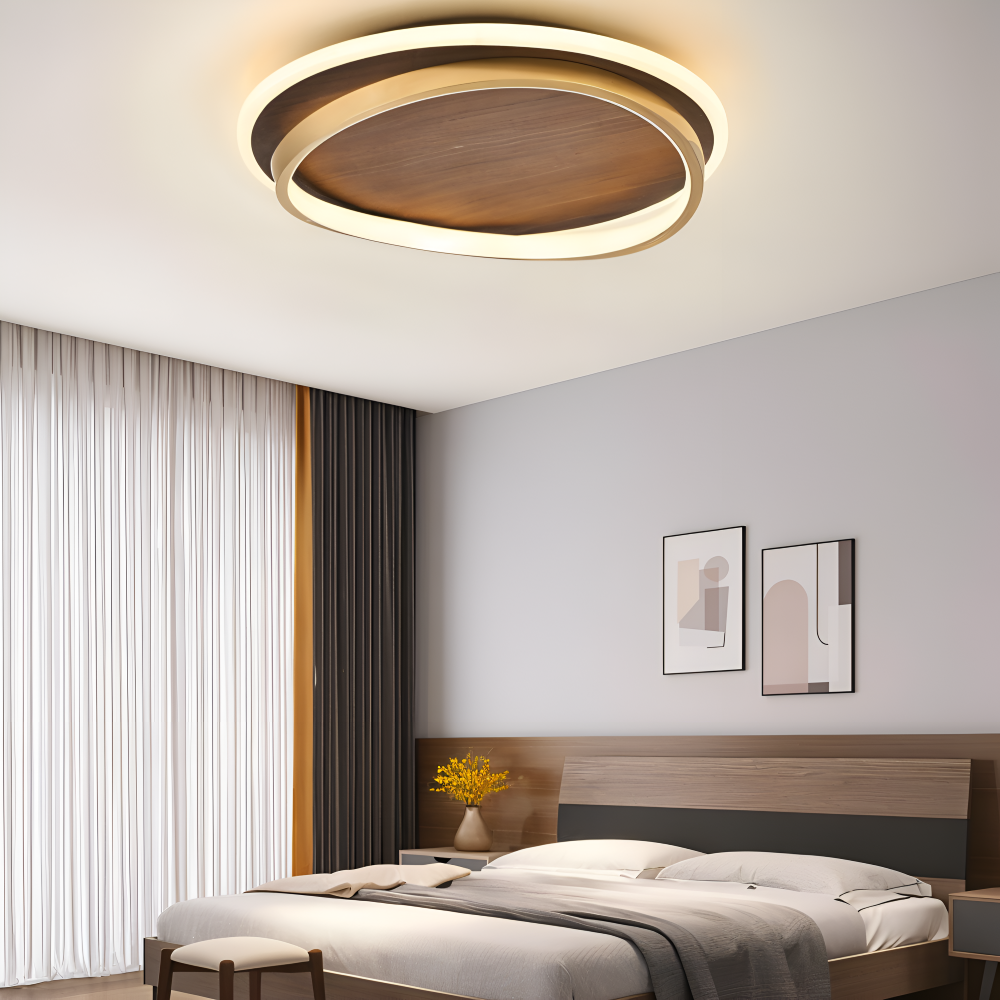 Jian – Lampe de plafond simple en noyer design nordique
