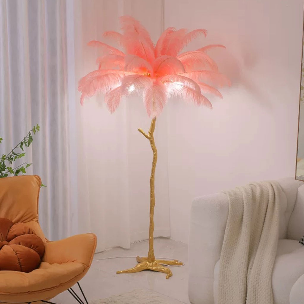 Felicitas – Lampe de sol décorative en résine et plumes
