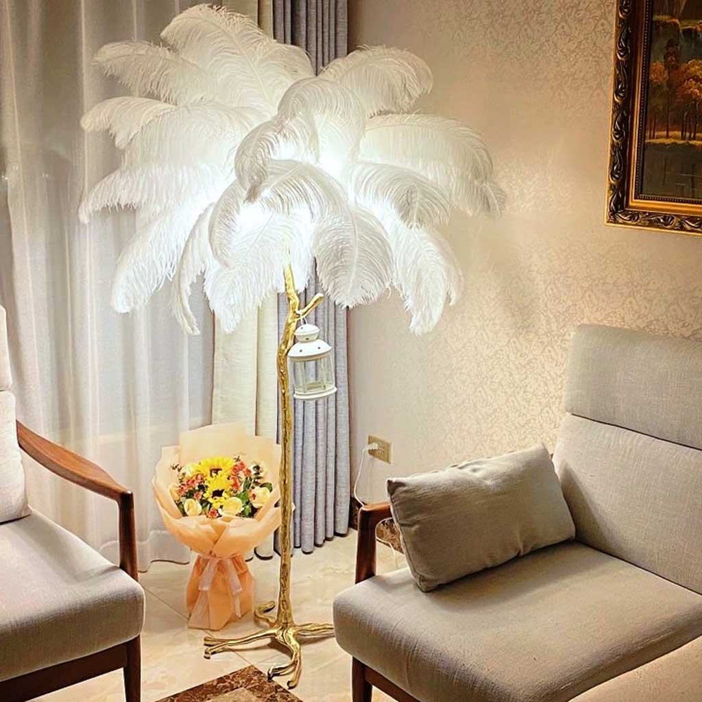 Felicitas – Lampe de sol décorative en résine et plumes