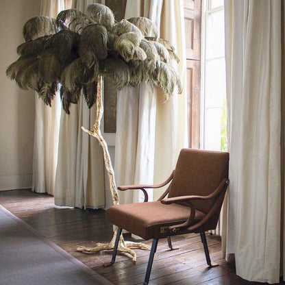 Elysia – Moderne Plumes d'autruche et Lampe de sol en métal