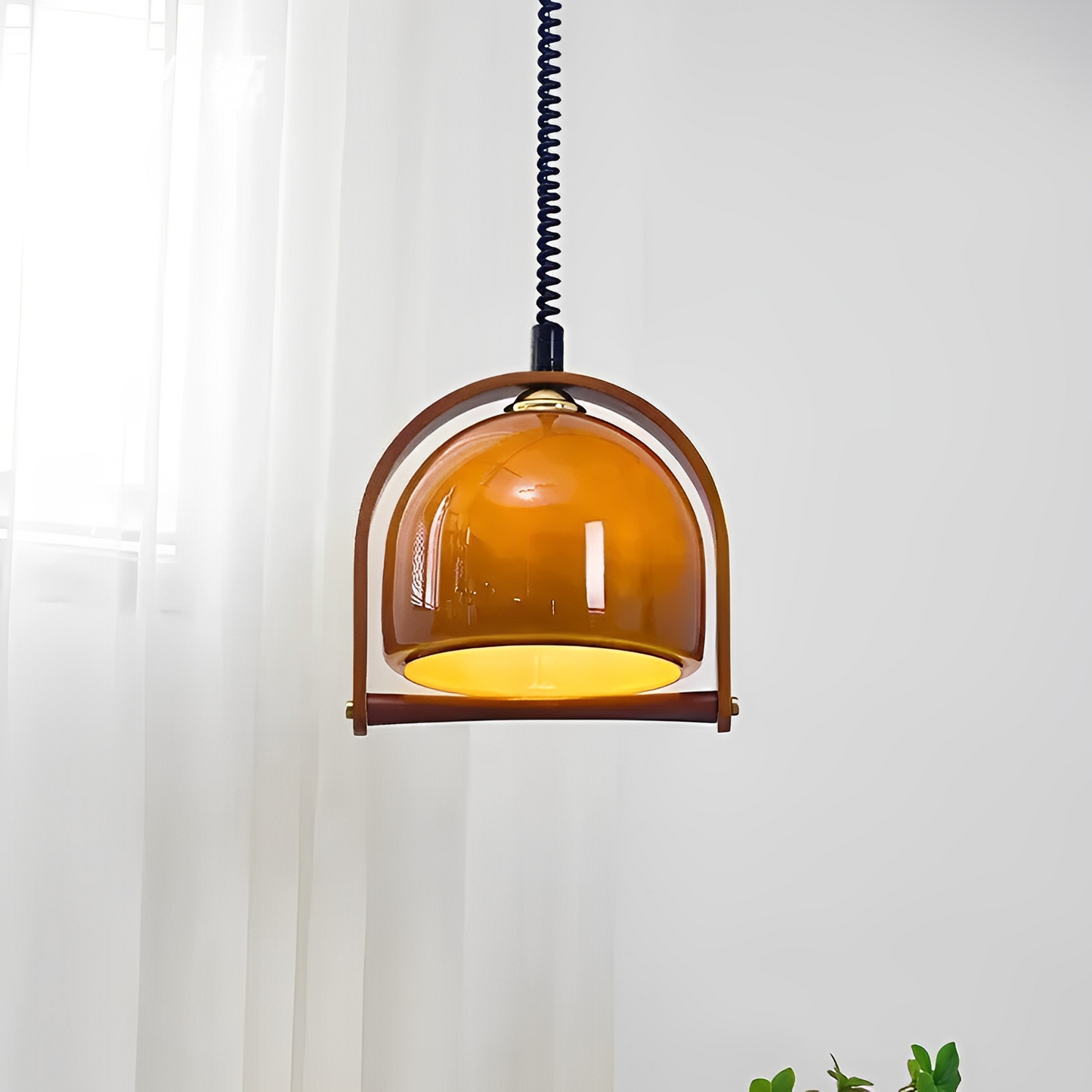 Bauven – Suspension vintage en bois et verre dans le style Bauhaus