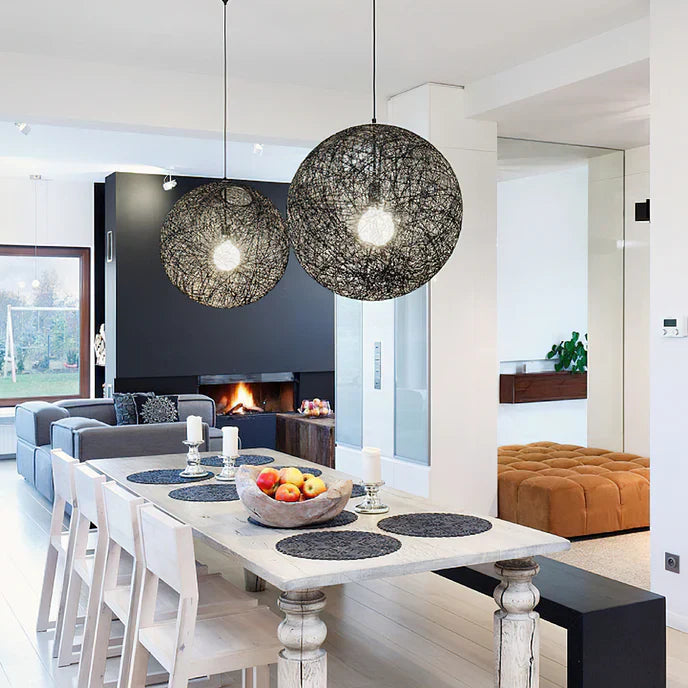 Nali – Lampe suspendue en corde de chanvre tressée à la main