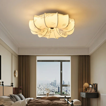 Nicole – Plafonnier rétro français avec abat-jour en tissu