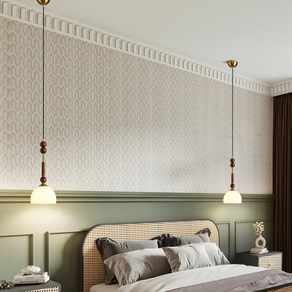 Romy – Suspension style romain avec verre, bois et laiton